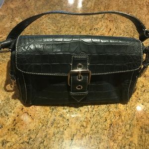 Black crocodile Dooney& Burke purse,buckle closure
